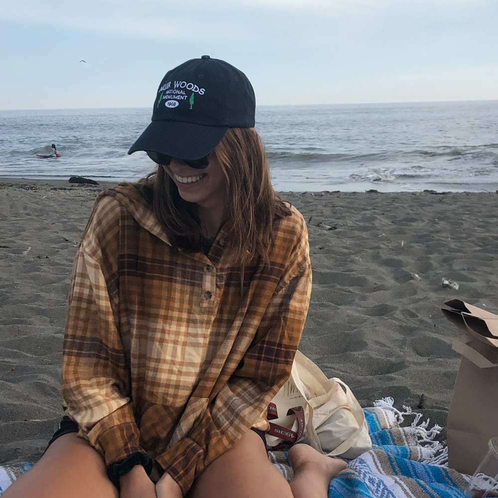 Flannel hoodie over shirt with button down and drawstring bottom